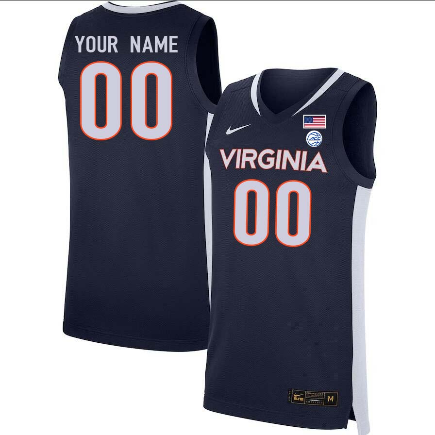 Custom Virginia Cavaliers Name And Number College Basketball Jerseys Stitched-Navy - Click Image to Close